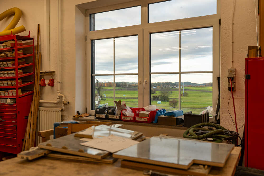 Blick aus dem Fenster aus Cords Werkstatt